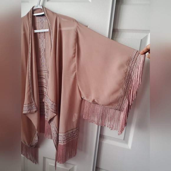 Fringe Trim Kimono - Picture 3 of 7